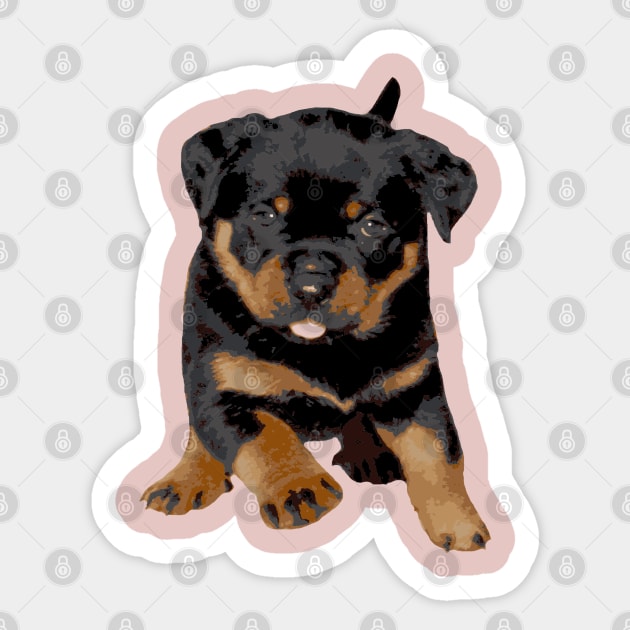 Cute Rottweiler Puppy Running With Tongue Out Sticker by taiche